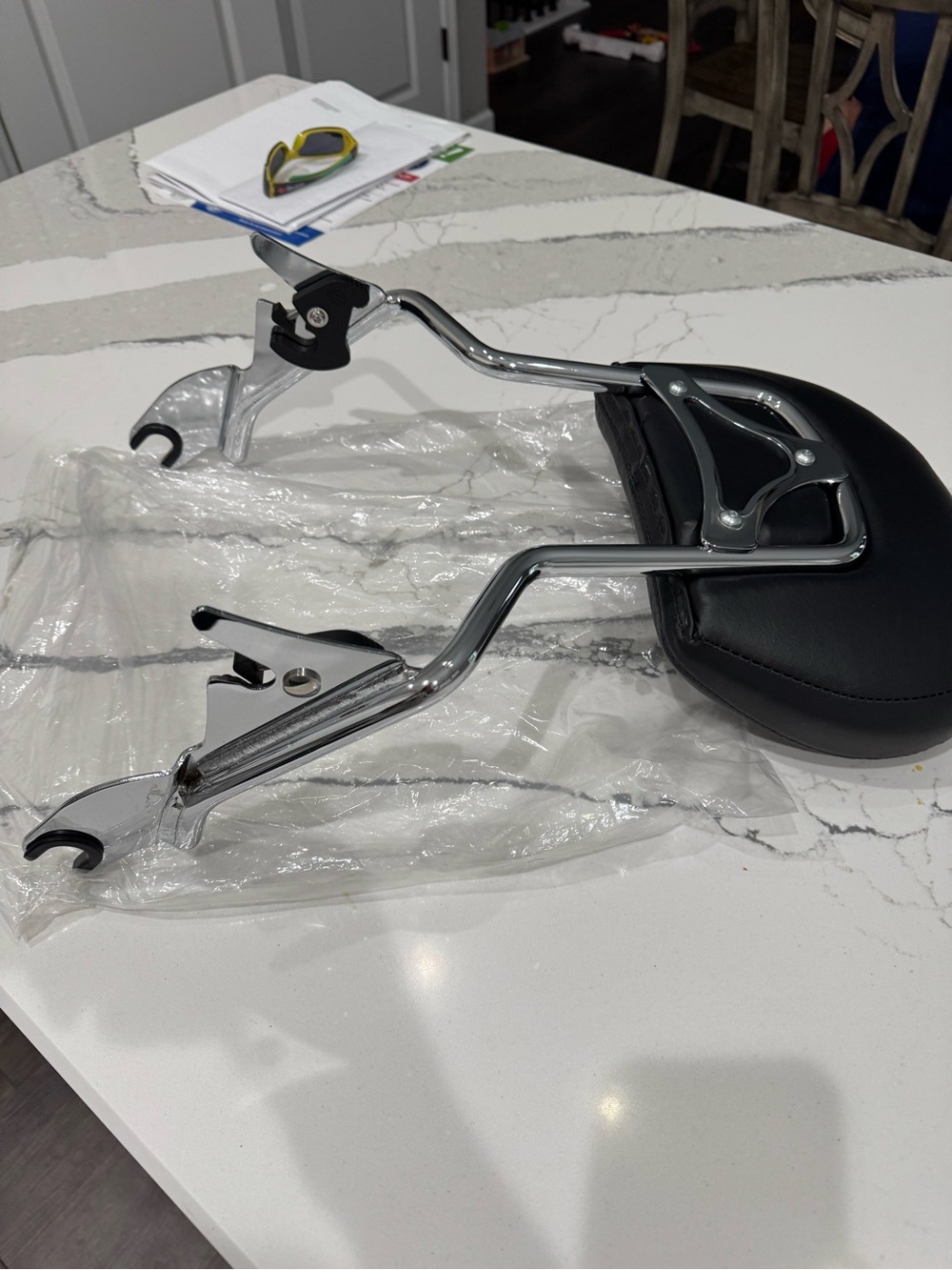 Harley-Davidson Chrome and Black Motorcycle Sissy Bar Backrest